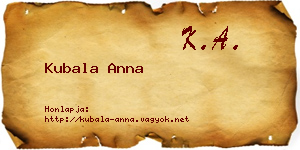 Kubala Anna névjegykártya